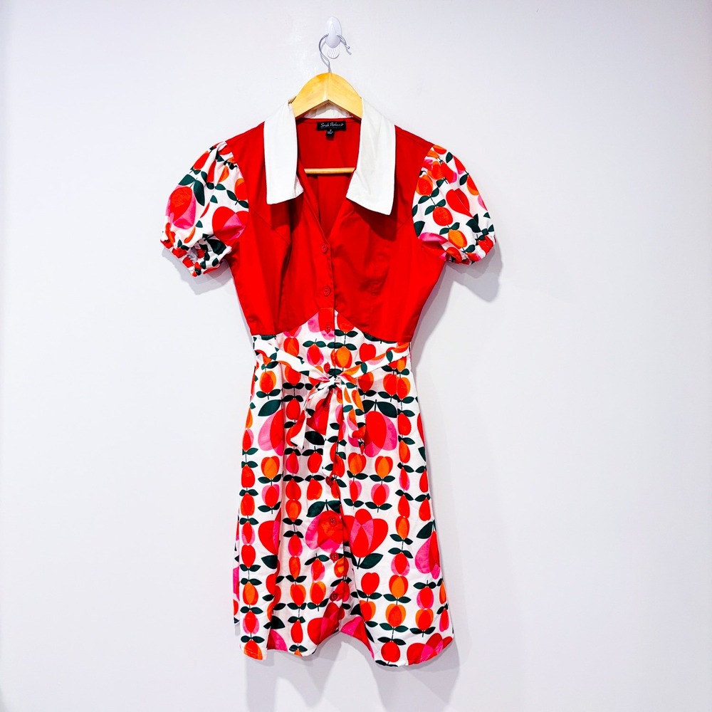 SMAK PARLOUR Red Floral Retro Fit‎ & Flare Dress Small